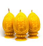 Свічка натуральна воскова Яйце середнє з візерунком на підставці 125г ТМ Медова Крамничка, фото 3