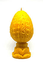 Свічка натуральна воскова Яйце велике з візерунками на підставці 265г ТМ Медова Крамничка