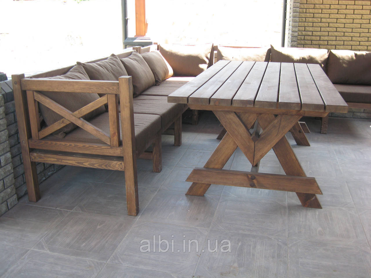 Стол Эмине 2м, деревянный стол для дачи, уличный стол, стол из сосны, стол в кафе