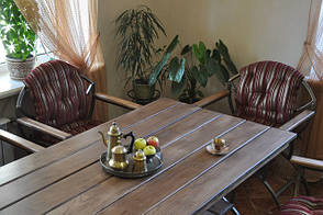 Стіл садовий металевий у сосні/вільхе, стіл кований, стіл із металу, обідній стіл