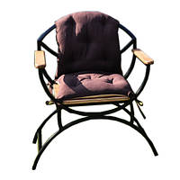 Стілець садовий металевий із дерев'яними сидіннями та підлокітниками із сосни, кований стілець, стілець із металу