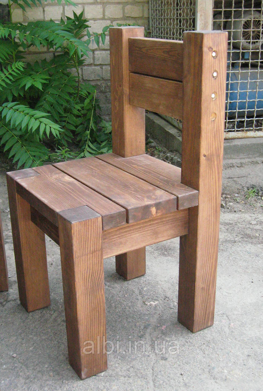 Стілець садовий із натурального дерева з набору Альфа, дерев'яний стілець, стілець із дерева, стілець із дерева