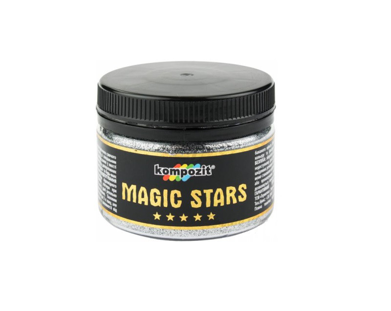 Глиттер полиэфирный KOMPOZIT MAGIC STARS декоративный серебро 60гр - фото 1 - id-p536552912