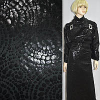 Хутро штучне низьковорсове чорне зі штампованими краплями ш.160