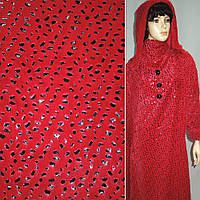 Хутро штучне коротковорсове червоний зі штампом чорні краплі ш.160