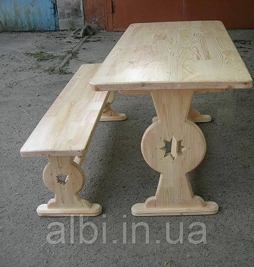 Стіл садовий із натурального дерева з комплекту Аленка 2 м, стіл із дерева, дерев'яний столик