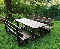 Меблі садова з натурального дерева Лісник КОМПЛЕКТ, лавочки та стіл із дерева, комплект на дачу