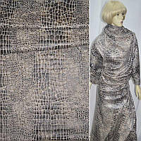 Хутро штучне низьковорсове молочне з коричневими прямокутниками (штамп)