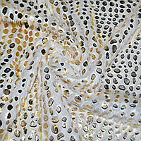 Хутро штучне біле з золотим штампом краплі ш.150