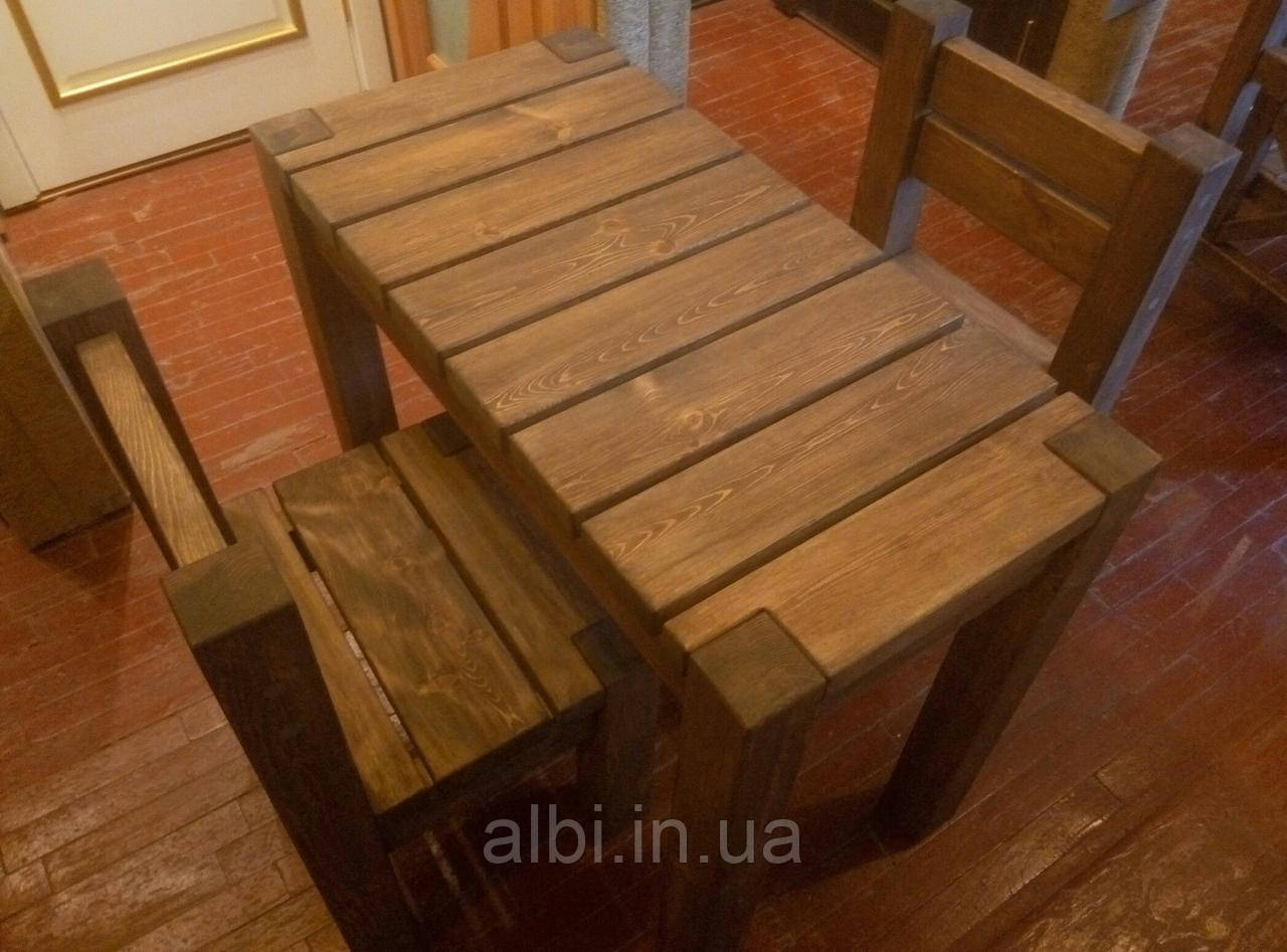 Стол Альфа 1м садовый из натурального дерева, обеденный стол, стол деревянный, стол из дерева, фото 1