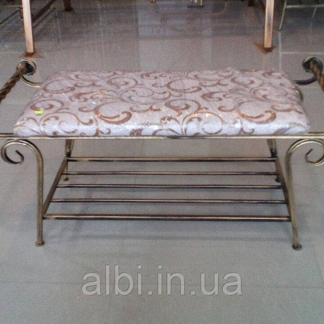 Банкетка 125 см, полиця для взуття, кована банкетка, кований пуф, банкетка з металу