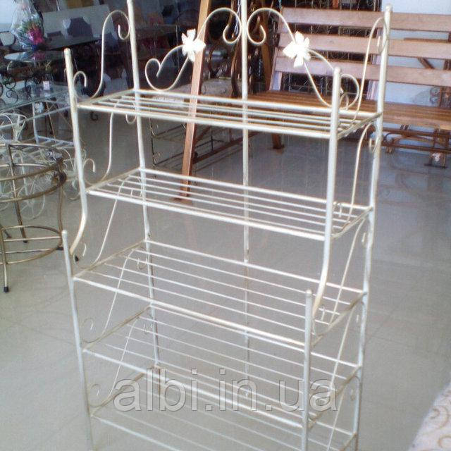 Етажерка висока 62 см Бежева, кована полиця для взуття, кована етажерка, кований стелаж