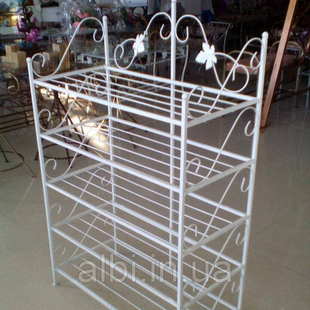 Етажерка велика Біла-Бежева, кована полиця для взуття, кована етажерка, кований стелаж