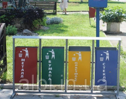 Урна Прямокутна металева для роздільного збору сміття з 4х од.