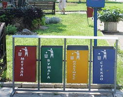 Урна Прямокутна металева для роздільного збору сміття з 4х од.