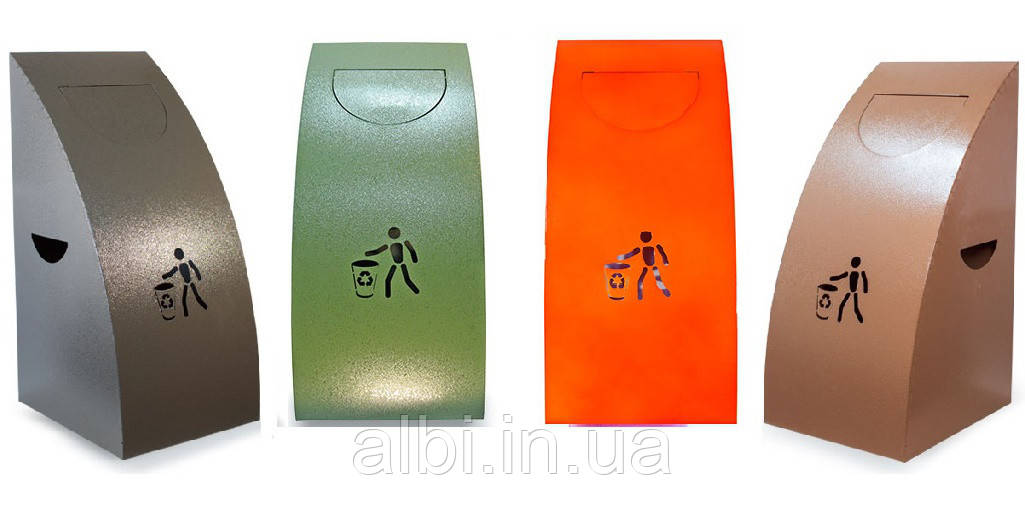 Урна металеві для роздільного збирання сміття з 4 од, урна для сміття, урна для збирання сміття