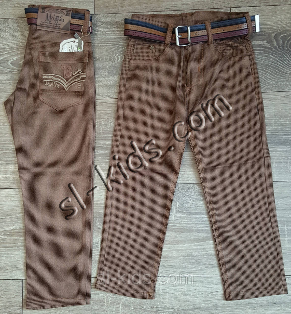 Яскраві штани, джинси для хлопчика 3-7 років (ромбік коричневі) опт.Туреччина