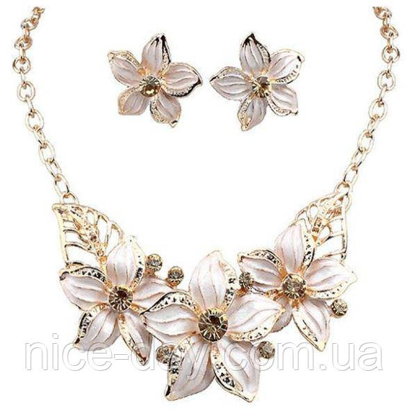 Ювелірний набір прикрас Бежева квітка, фото 1