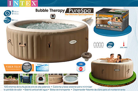 Intex 28404 - надувний басейн джакузі PureSpa Bubble Therapy+Hard Water System (145/196x71 см), фото 1