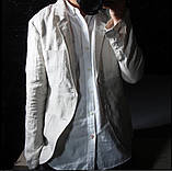 Білосніжний лляний костюм весільний. Білосніжна сорочка та штани та піджак із натурального льону, фото 5