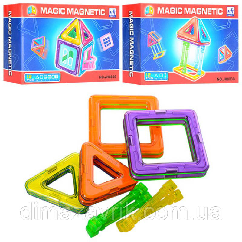 Магнітний конструктор JH8838-39 12 деталей, фото 1