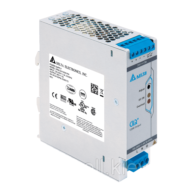 DRM-24V120W1PN Блок живлення на Din-рейку Delta Electronics 24В, 5A