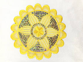 Аплікація Квітка коло з паєтками колір жовтий 140 мм