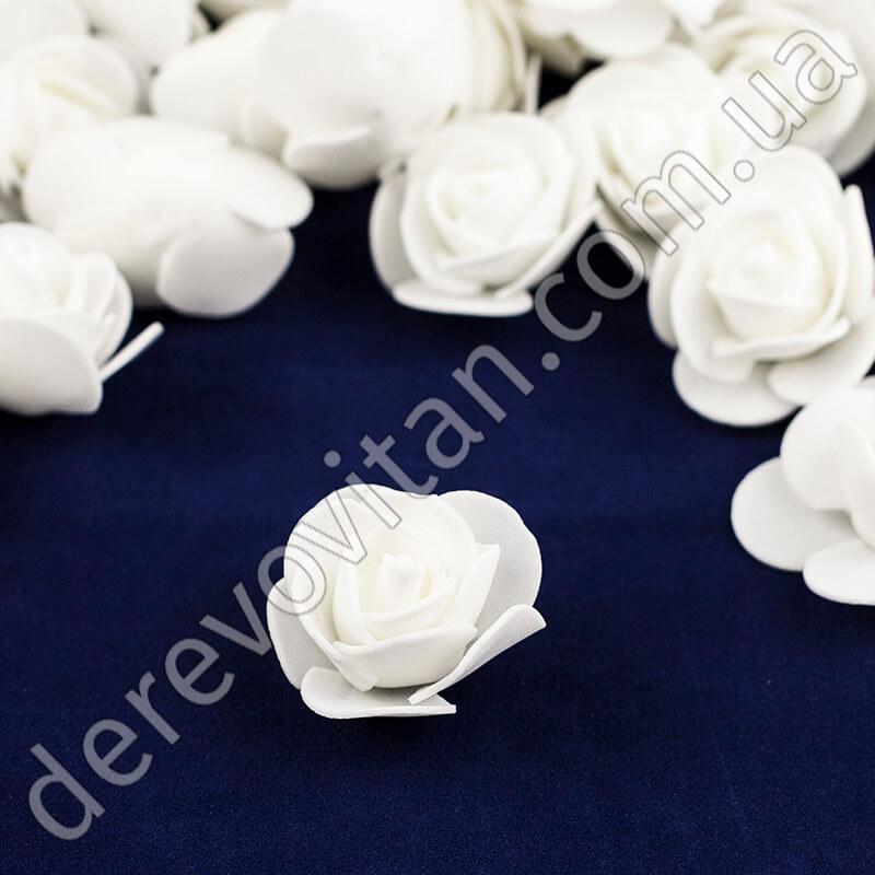 Розы из фоамирана, белые, 3.5 см, 25 шт. - фото 1 - id-p678999273