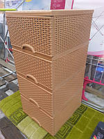 Пластиковий комод elif ротанг бежевий,купити комод, ящик для речей і іграшок (еліф)