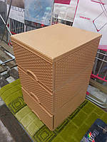 Пластиковий комод elif ротанг бежевий,купити комод, ящик для речей і іграшок (еліф)