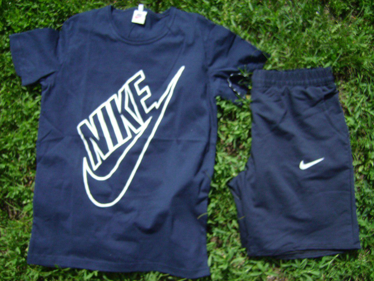Чоловічий комплект футболка + шорти Nike синього кольору (люкс) S