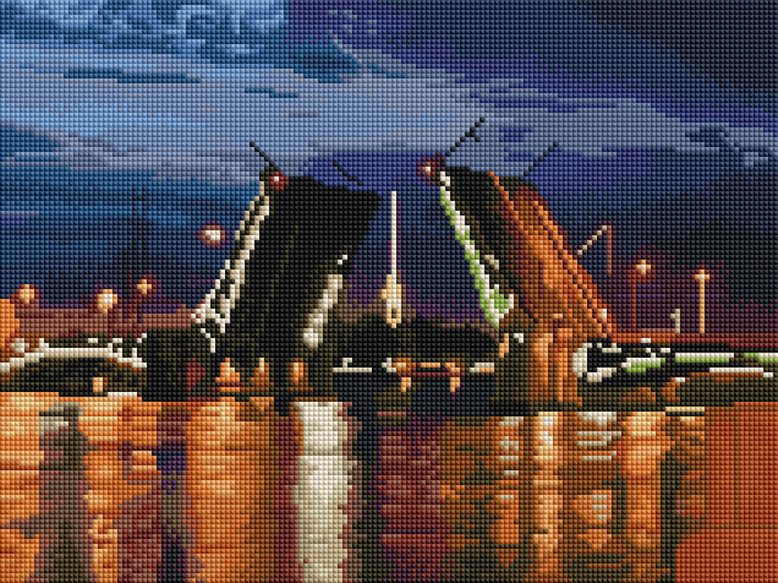 Алмазний жиопис 30х40 см "Рожевий міст" EF136, фото 1