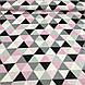 Бавовняна тканина польська ЛЮКС трикутники ВЕЛИКІ сіро-рожево-чорні №563, фото 2