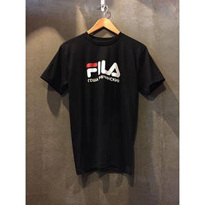 Футболка Fila & Гоша Рубчинський чорна з логотипом, унісекс (чоловіча,жіноча,дитяча) "" В стилі Fila ""