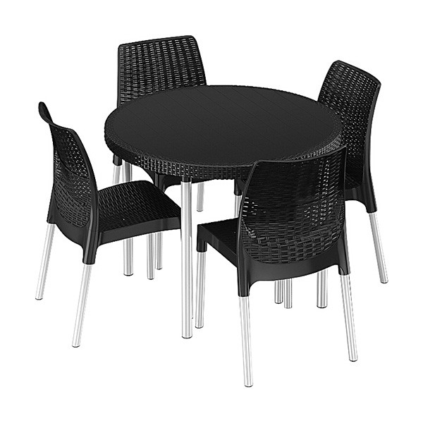 Комплект садових меблів Jersey set стіл + 4 стула пластик Сірий (Time Eco TM)