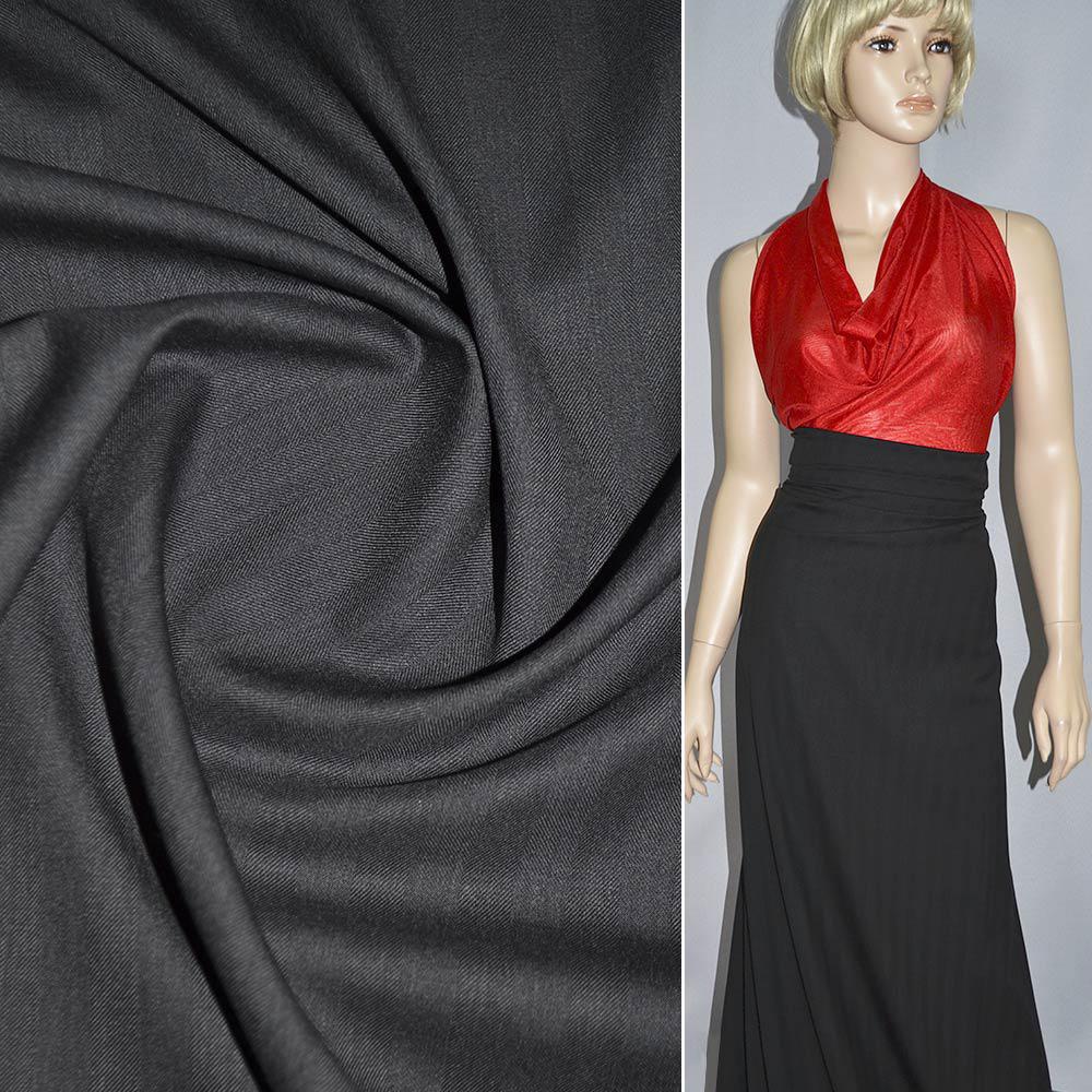 Вовна костюмна в смужку широку чорна, ш.156