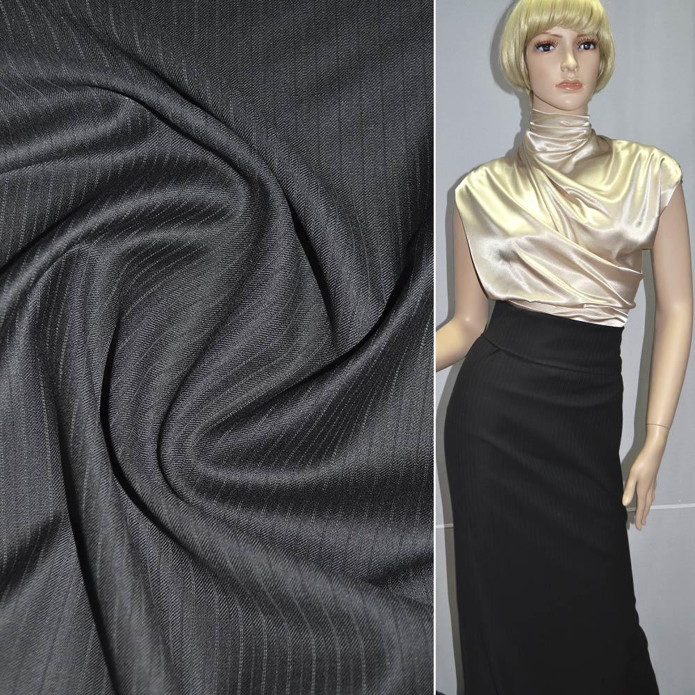 Вовна костюмна в смужку чорну чорна HUGO BOSS, ш.150