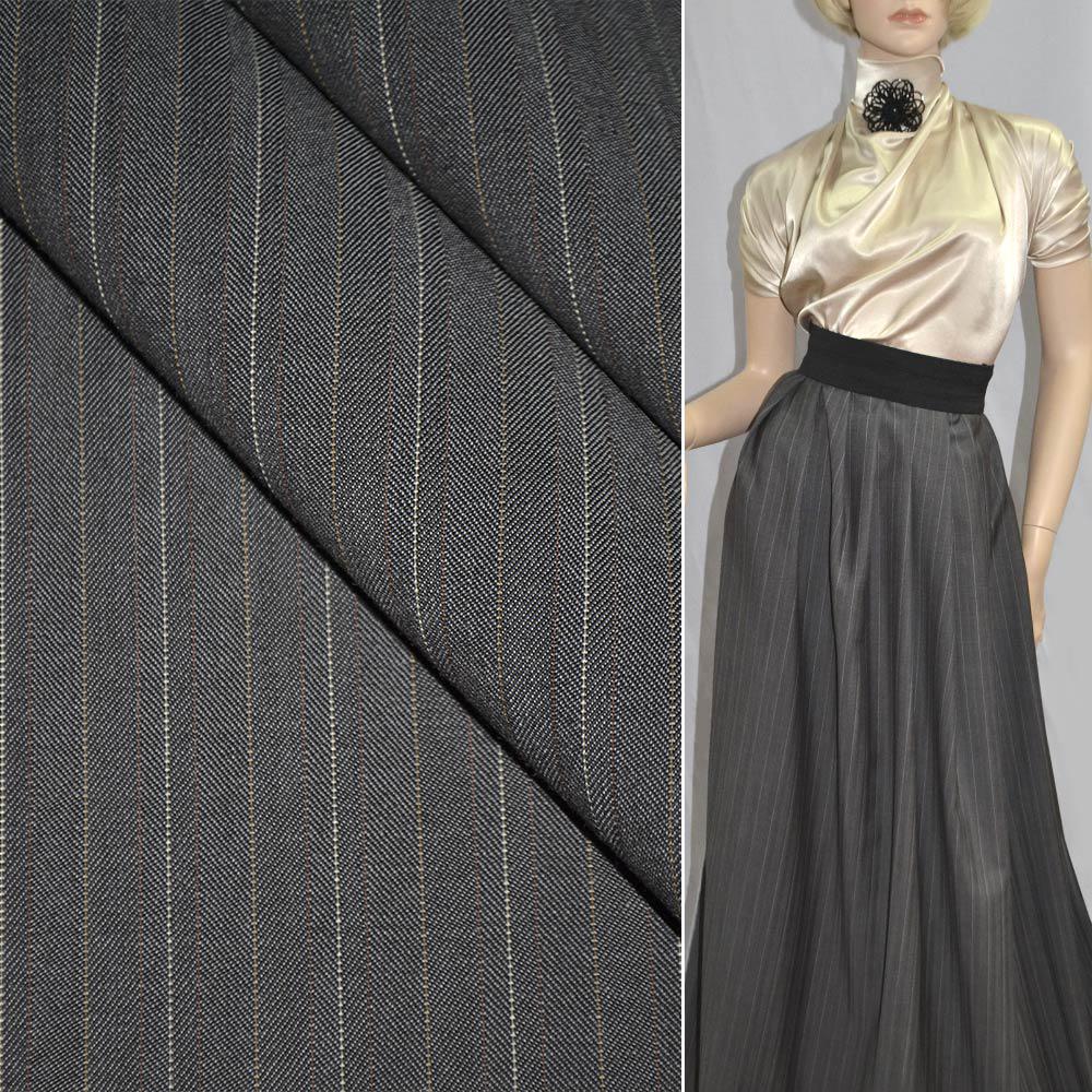 Вовна костюмна в смужку сіро-коричнева HUGO BOSS, ш.154