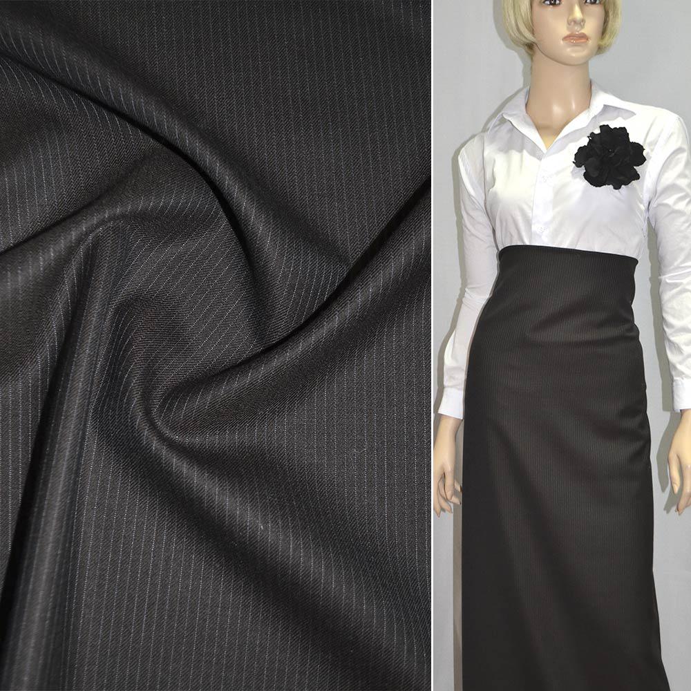 Вовна костюмна в смужку вузьку коричнева темна HUGO BOSS, ш.150