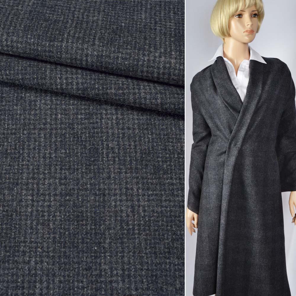 Шерсть костюмна "CERRUTI" в сіро-чорну клітинку (2 мм) ш.155