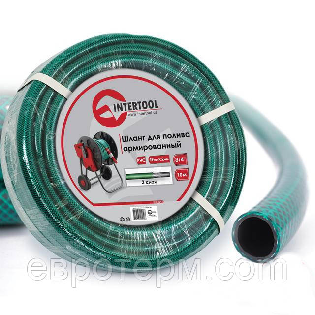 Шланг для поливу 3/4 10 м 3-х шаровий армований PVC Intertool GE-4041