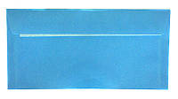 Конверт паперовий блакитний Є65 з клейкою стрічкою