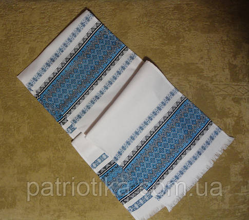 Тканий весільний рушник "Оранта" блакитний 1,4 м, фото 1
