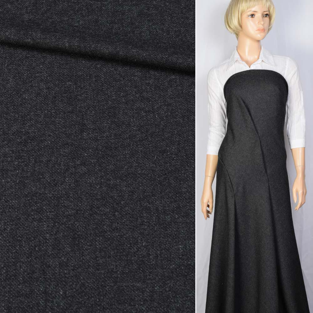 Вовна костюмна діагональ сіра темна BECKER, ш.150