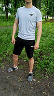 Чоловічий комплект футболка + шорти Umbro сірого і чорного кольору (люкс) S