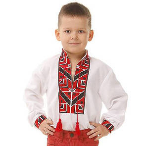 Вишиванка для хлопчика з червоно-чорною вишивкою 110-152 см