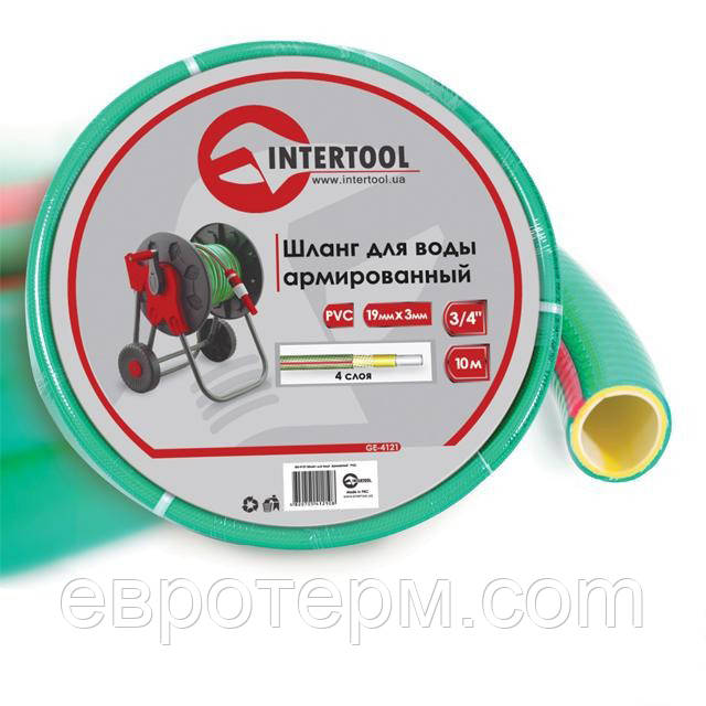 Шланг для поливу 3/4 10 м 4-х шаровий армований PVC Intertool GE-4121