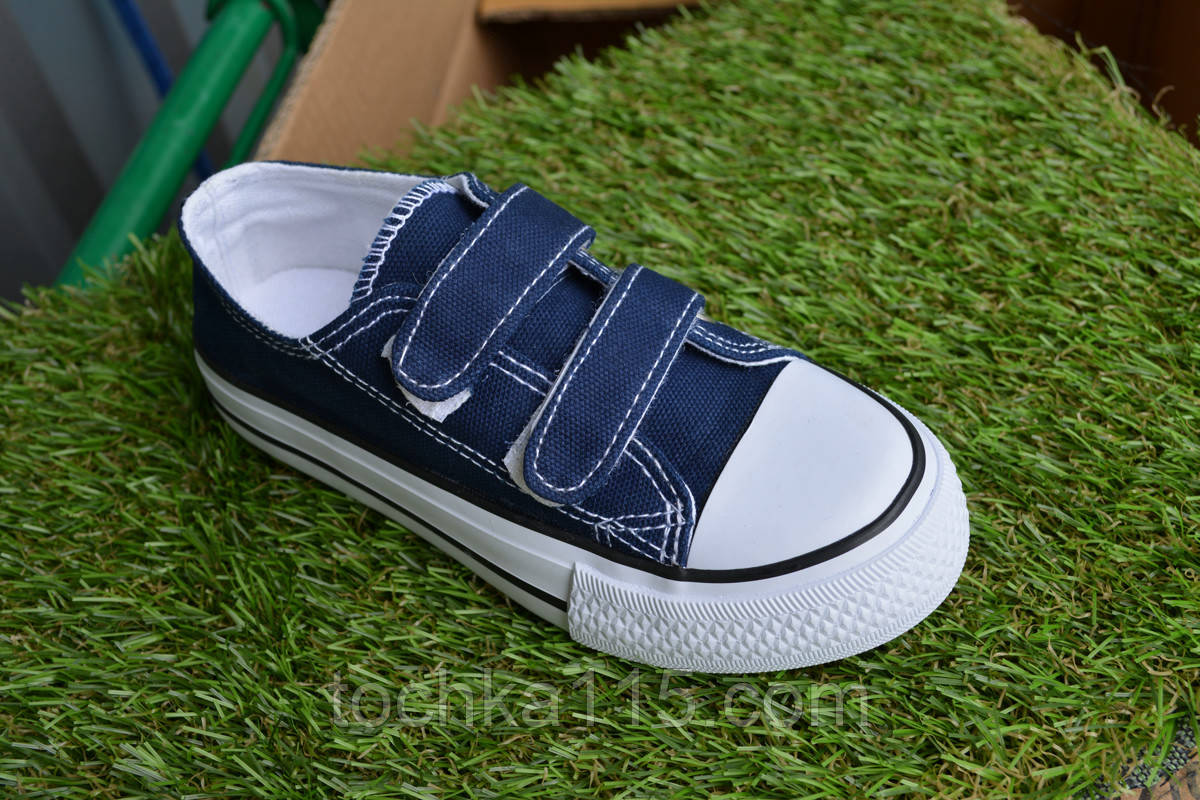 Дитячі кеди аналог converse all star на липучках сині р26