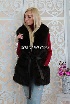 Чудовий жилет із фарбованого лисиці з англійським коміром