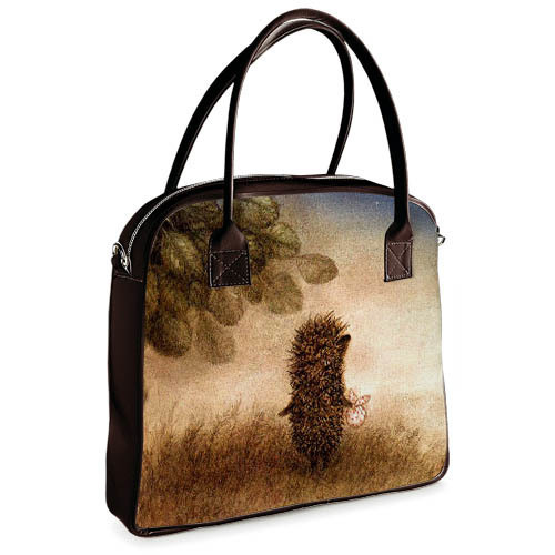 Сумка жіноча велика Oxford Їжачок в тумані, коричневий кожзам 32x30x9 см (OXF_16S041_TBR)